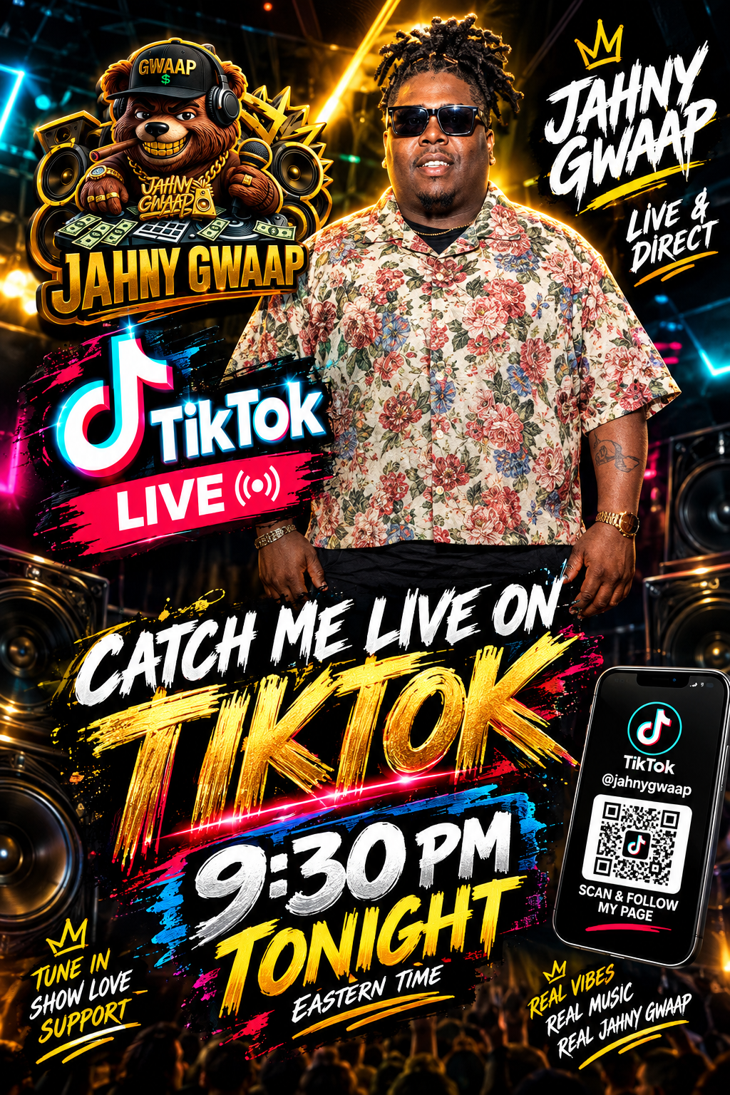 Jahny Gwaap live on TikTok tonight 9:30PM Eastern
