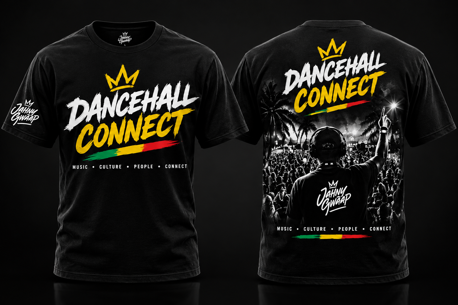 Dancehall Connect t-shirt front and back